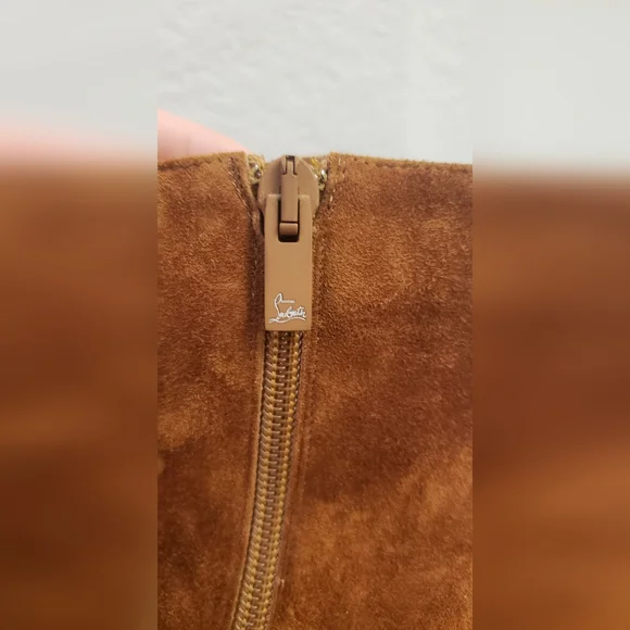 Christian Louboutin Tan Suede Ankle Booties - Picture 3 of 5